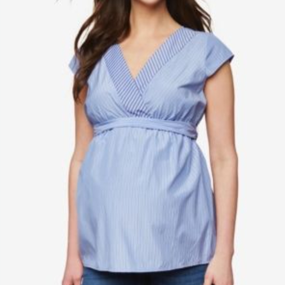 Blue Striped Maternity Top